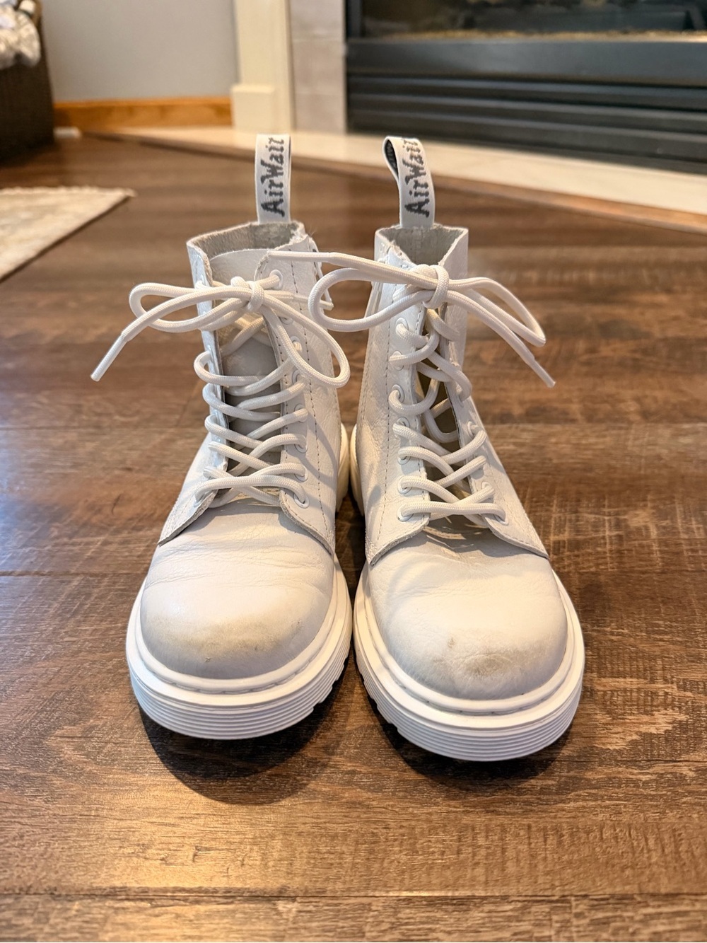 Dr. Martens 1460 Pascal Mono J White Leather Lace Up Boots Youth US 13 EU 31